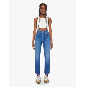MOTHER Denim: High Waisted Hiker Hover Straight Jeans Across The Finnish line.